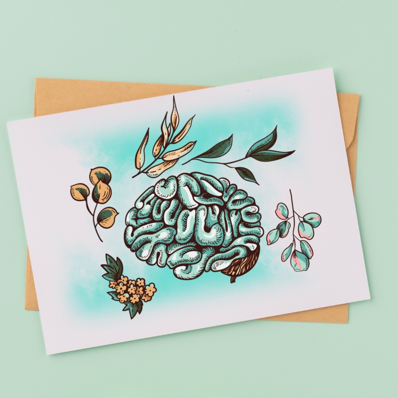 Botanical Brain – Blank Greeting Card