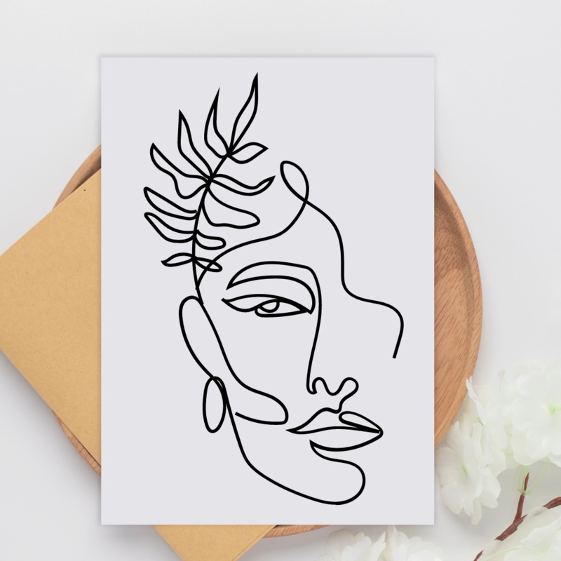 Fern Line Woman – Blank Greeting Card