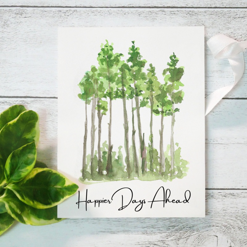 Happier Days Ahead Trees – Blank Greeting Card