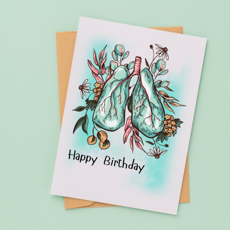 Happy Birthday Botanical Lungs – Blank Greeting Card