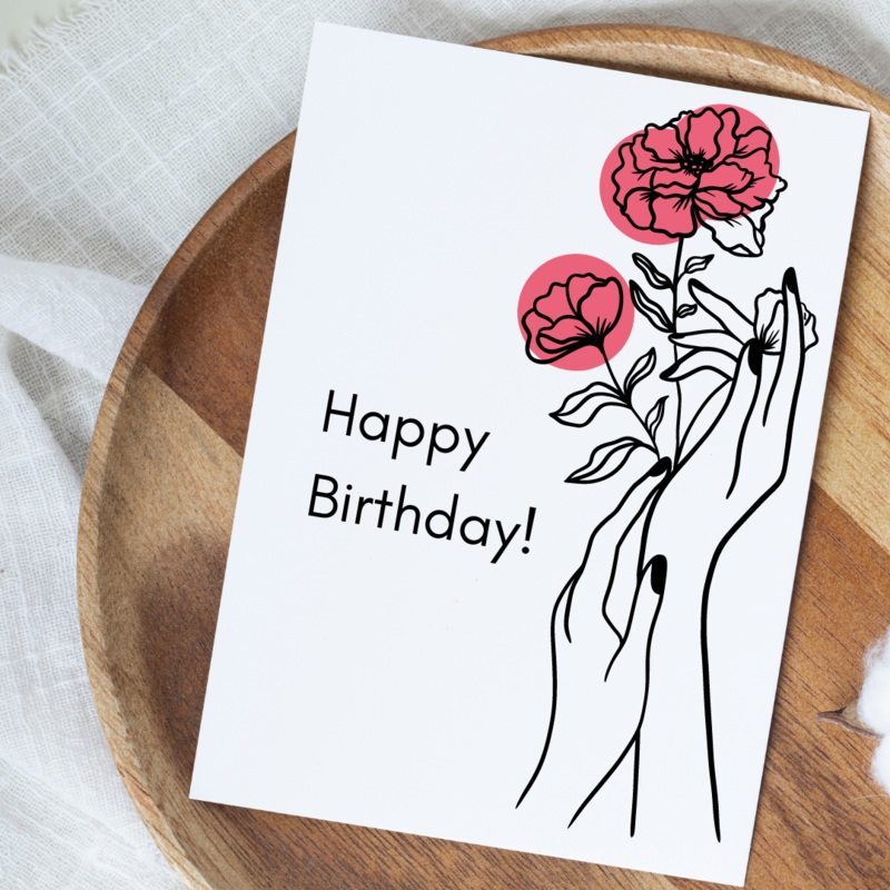 Happy Birthday Flower Hands – Blank Greeting Card