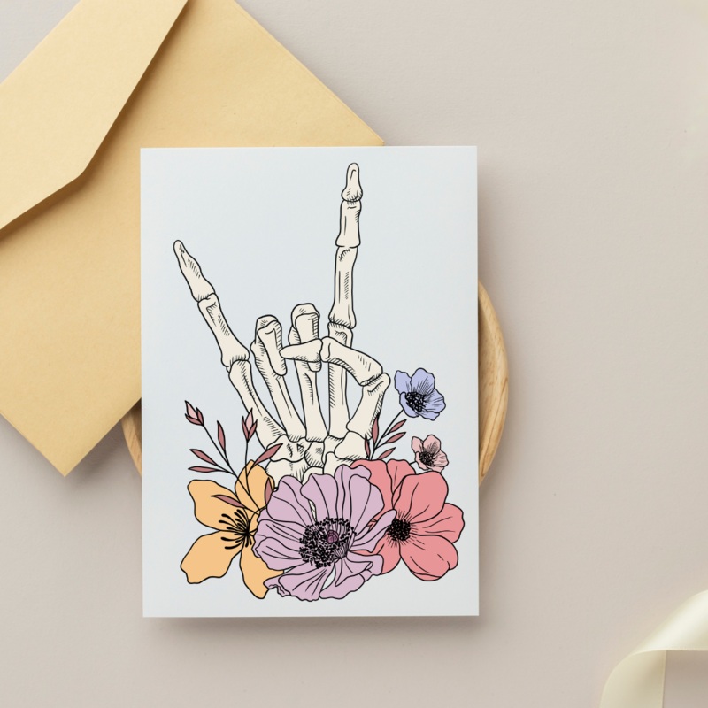 I Love You Skeleton Hand – Blank Greeting Card