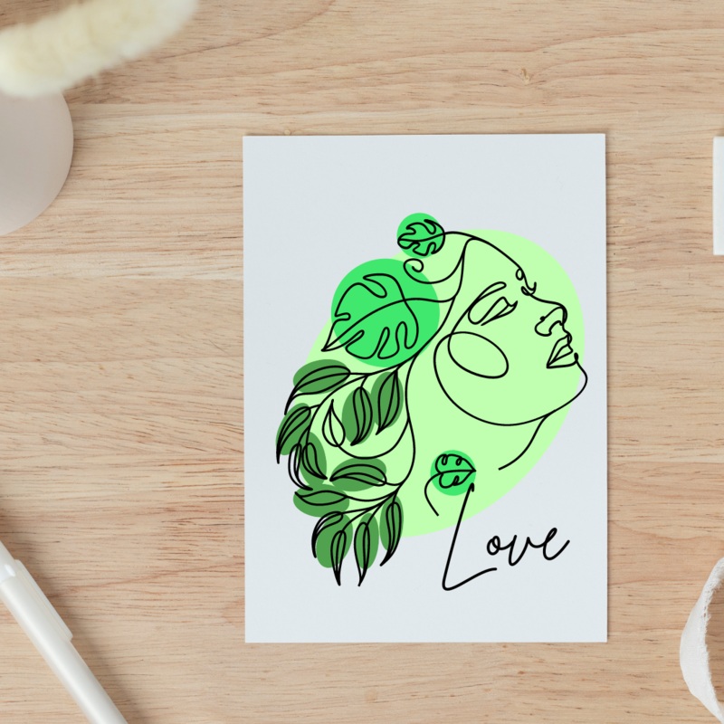Love Green Goddess – Blank Greeting Card