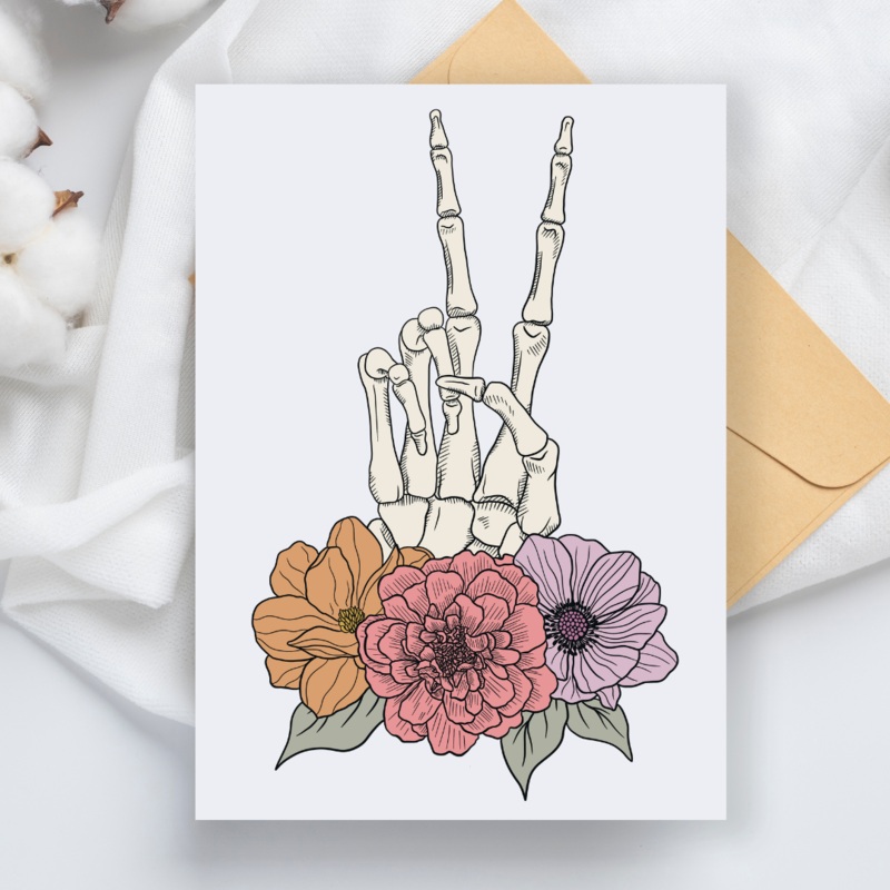 Peace Skeleton Hand – Blank Greeting Card