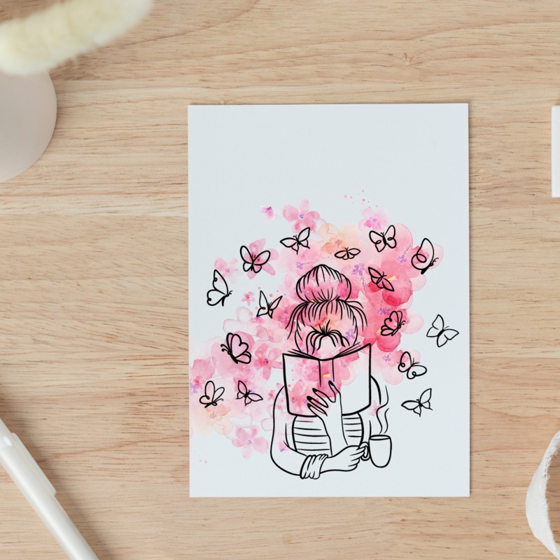 Reading Butterflies – Blank Greeting Card