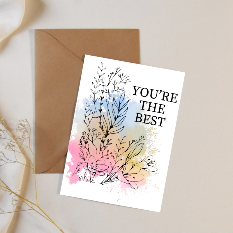 You’re the Best Pastel Splash – Blank Greeting Card