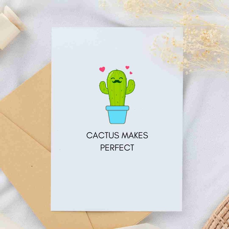Cactus Makes Perfect – Blank Greeting Card