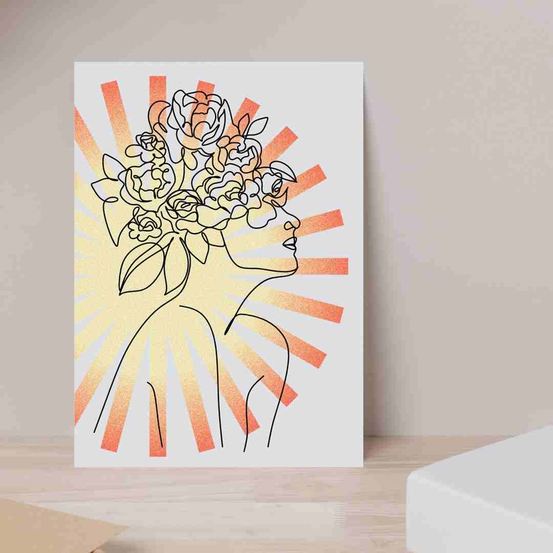 Flower Crown Sunburst – Blank Greeting Card