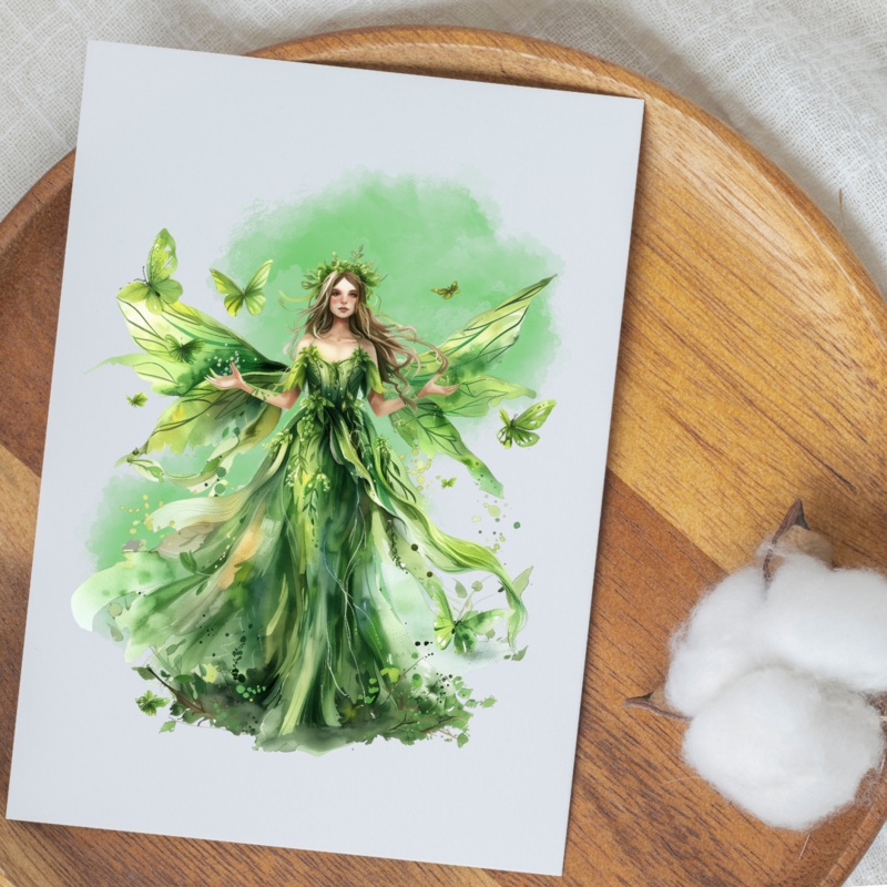 Green Fairy – Blank Greeting Card