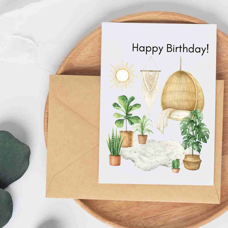 Happy Birthday Hanging Chair – Blank Greeting Card
