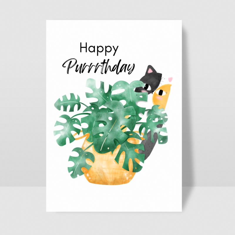 Happy Purrthday – Blank Greeting Card