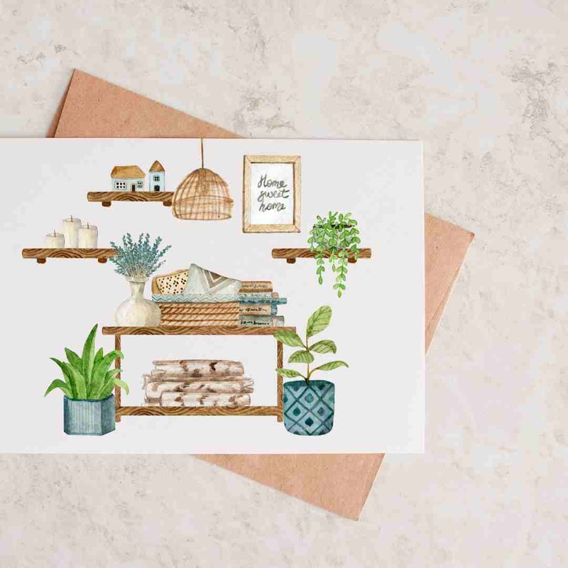 Home Sweet Home Plant Wall – Blank Greeting Card