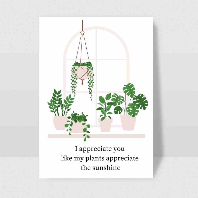 I Appreciate You Like My Plants Sunshine – Blank Greeting Card