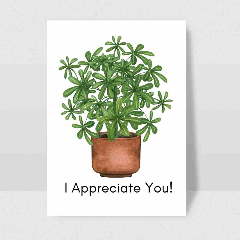 I Appreciate You Umbrella Tree – Blank Greeting Card
