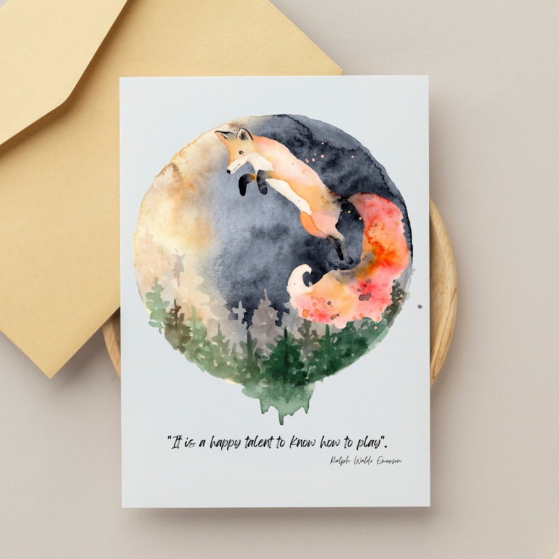 It is a Happy Talent to Know How to Play Fox – Blank Greeting Card