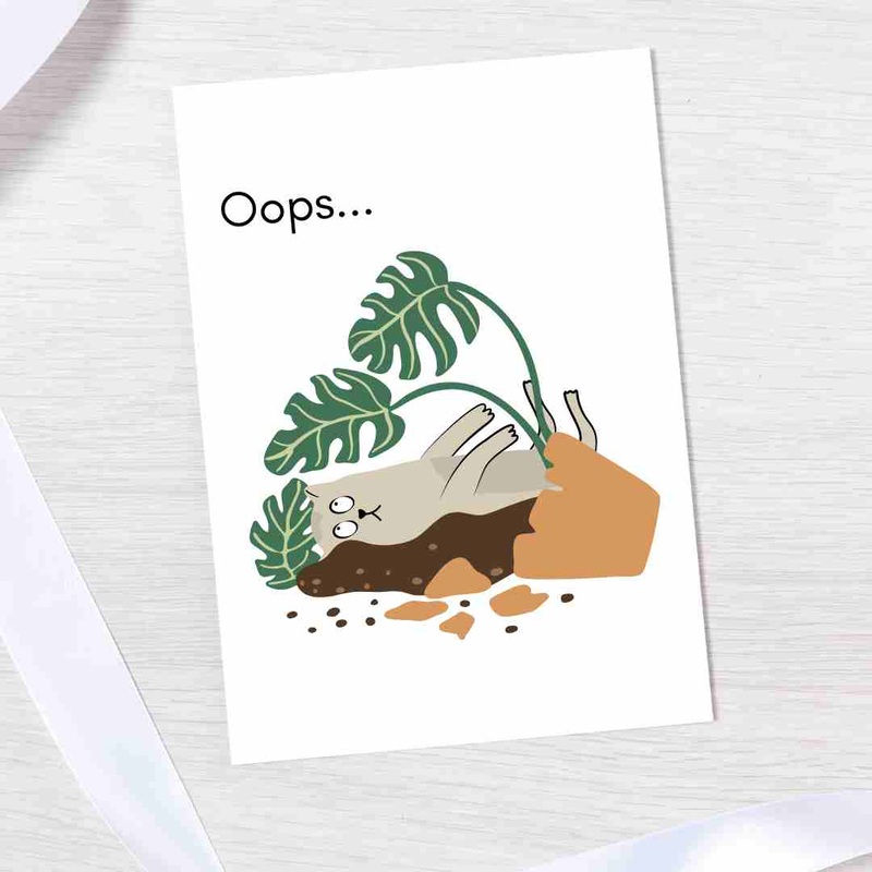 Oops Cat – Blank Greeting Card