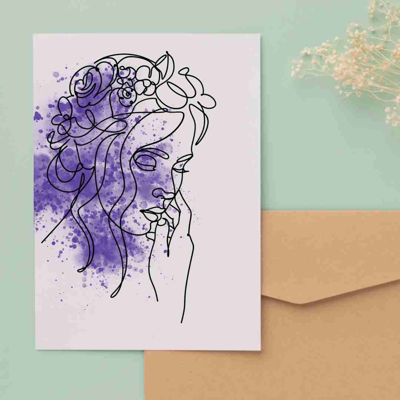 Purple Flower Crown – Blank Greeting Card