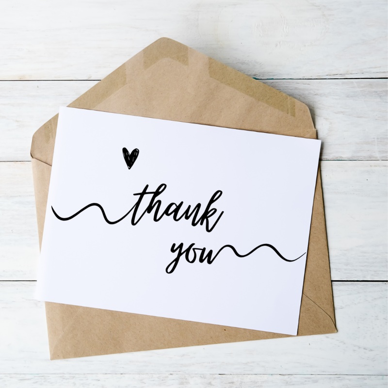 Thank You Script – Blank Greeting Card