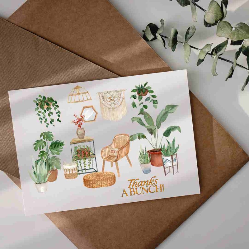 Thanks A Bunch Rattan Room – Blank Greeting Card