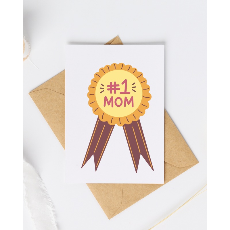 #1 Mom – Blank Greeting Card