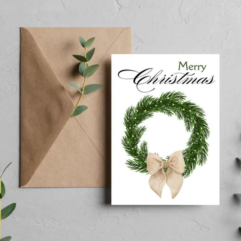 Christmas Wreath  – Blank Greeting Card