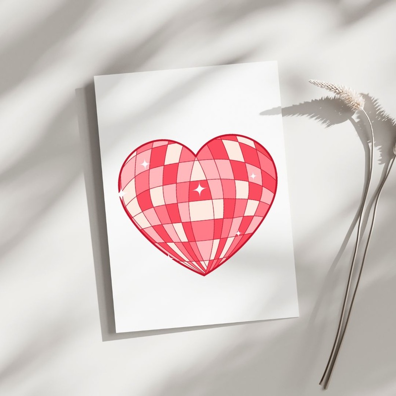 Disco Heart – Blank Greeting Card