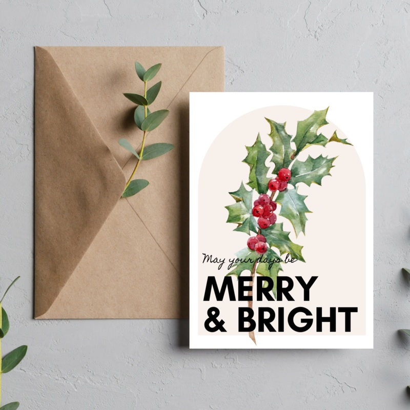 Merry and Bright – Blank Greeting Card