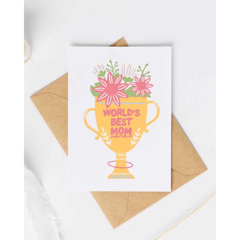 World’s Best Mom – Blank Greeting Card