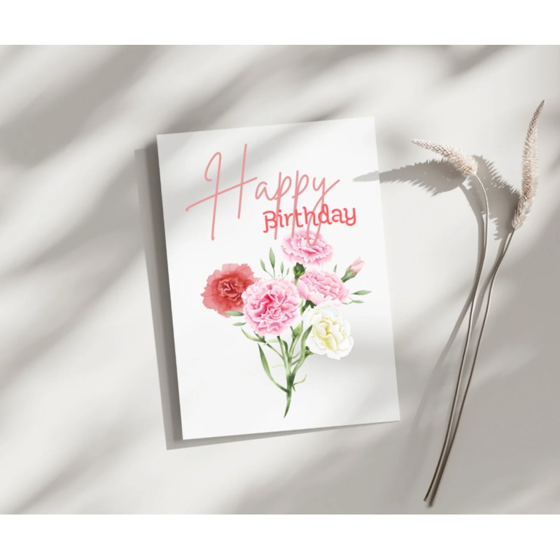 Happy Birthday Carnation – Blank Greeting Card