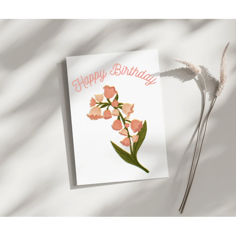 Happy Birthday Lily of the Valley – Blank Greeting Card