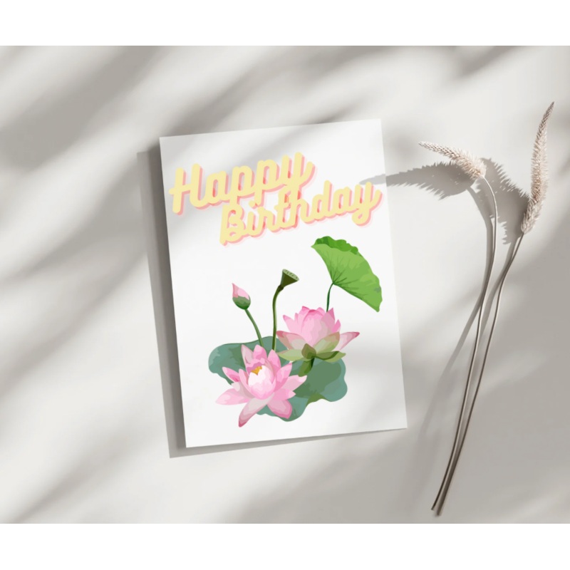 Happy Birthday Lotus – Blank Greeting Card