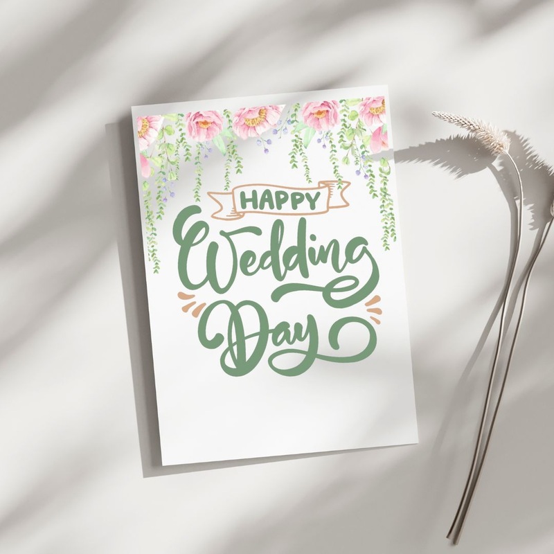 Happy Wedding Day Floral – Blank Greeting Card