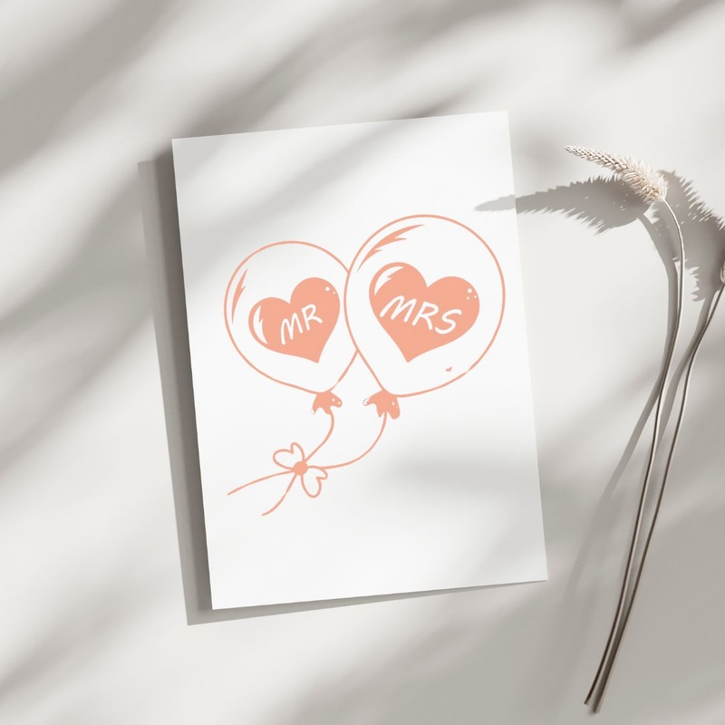 Mr. & Mrs. Balloons – Blank Greeting Card