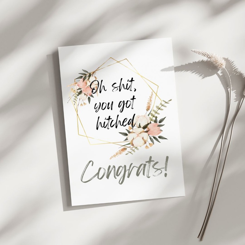 You got Hitched – Blank Greeting Card