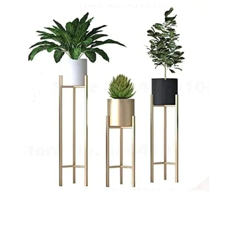 Brass Electroplating Planter with Stand Set of 3