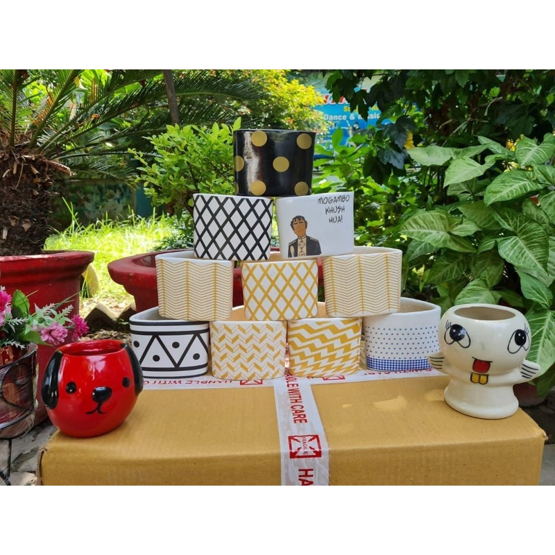 Triangle Ceramic Pots Combo of 11