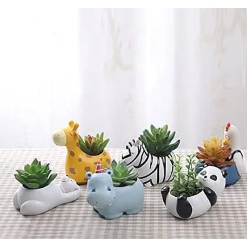 Buy Resin Animal Family Succulent Planter Pot (without plant); Size Small; Set of 6
