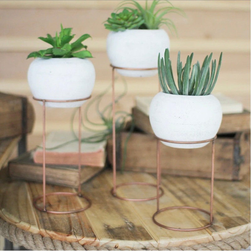 White Pots on Copper Stand|Large|Medium|Small