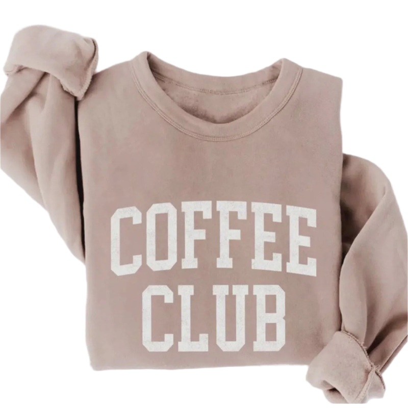 Coffee Club Sweatshirt – Tan|Small|Medium|Large|X-Large|2XL|3XL