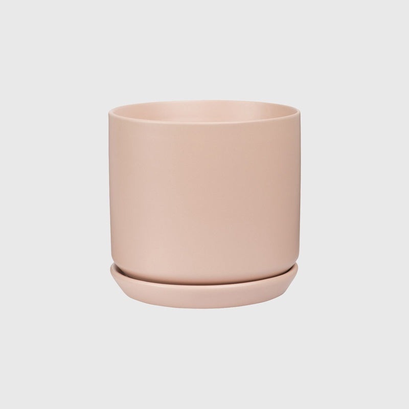 Cylinder Pot with Saucer Medium Blush Pink 15cm