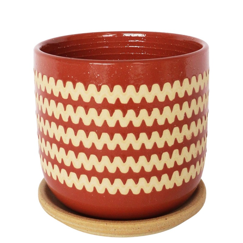 Onyx Planter Pot with Saucer Berry 15cm
