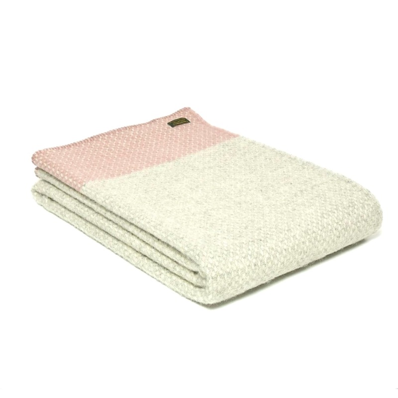 Wool Throw – Grey and Pink