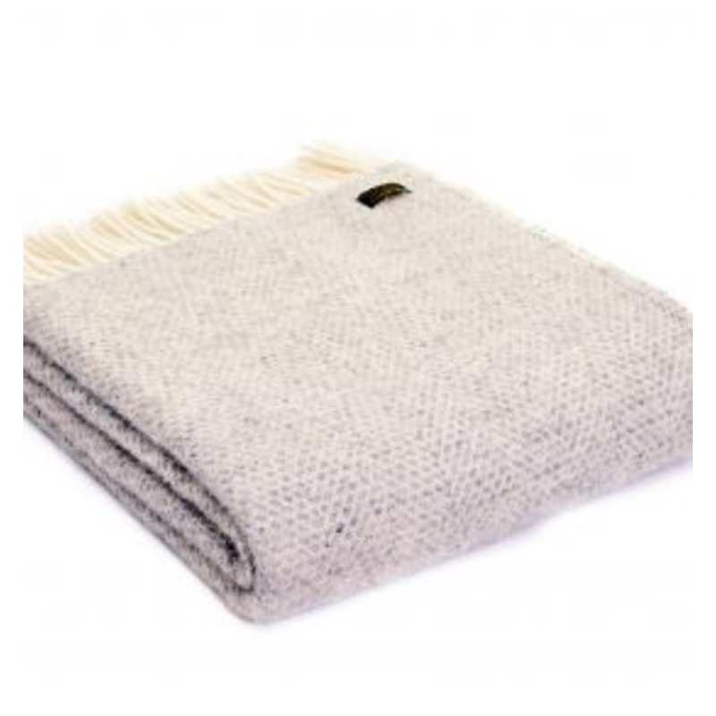 Wool Throw – Light Grey – Honeycomb