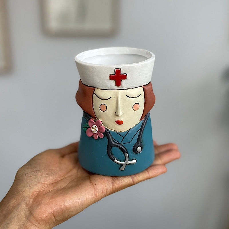 Baby Medi Girl Red Hair Planter