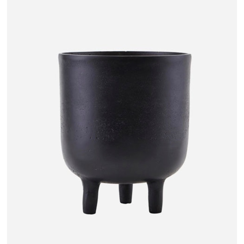 Footed Black Metal Plant Pot