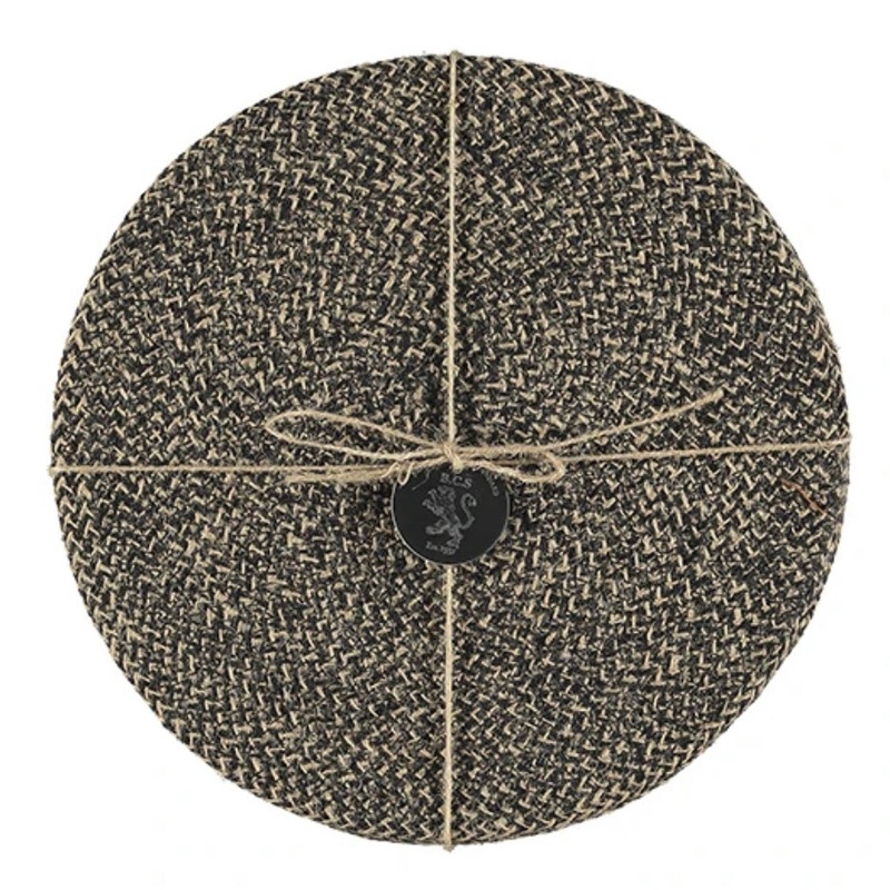 Hand Woven Circular Placemat – Jet Black