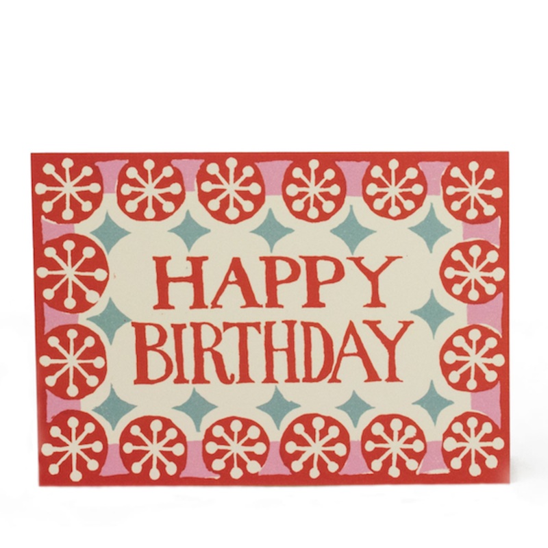 Happy Birthday Card – Coral, Pink & Turquoise – Cambridge Imprint