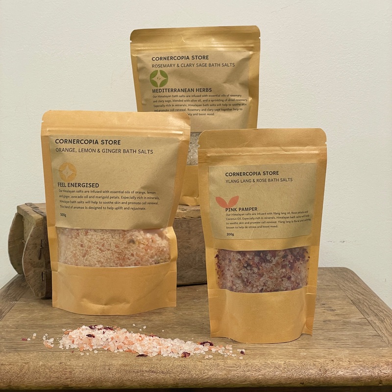 Cornercopia Bath Salts – 500g|Relaxed|Energised|Calm|Sensual|Mediterranean herbs