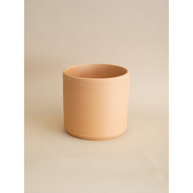 Deep Cylinder Clay Pot & Saucer 10