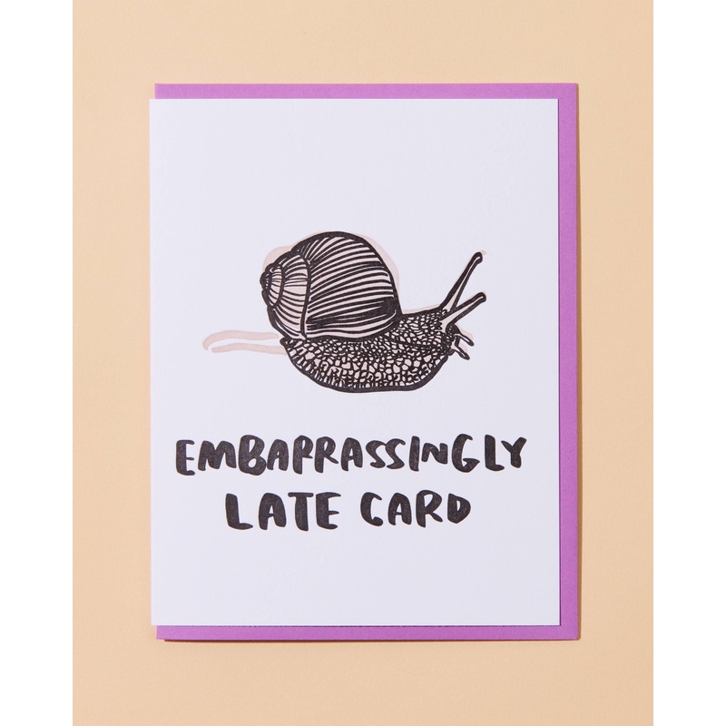 Snail Belated Letterpress Greeting Card – Made in USA